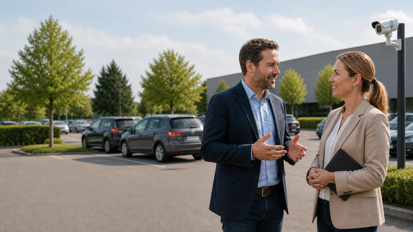 Parkwatcher-Berater im persönlichen Gespräch mit einer Standortverantwortlichen